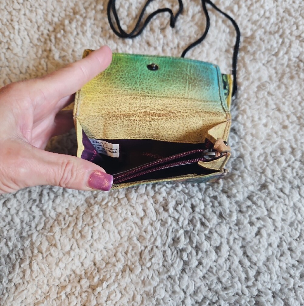 Colorful Floral Leather Crossbody Wallet - Picture 3 of 14